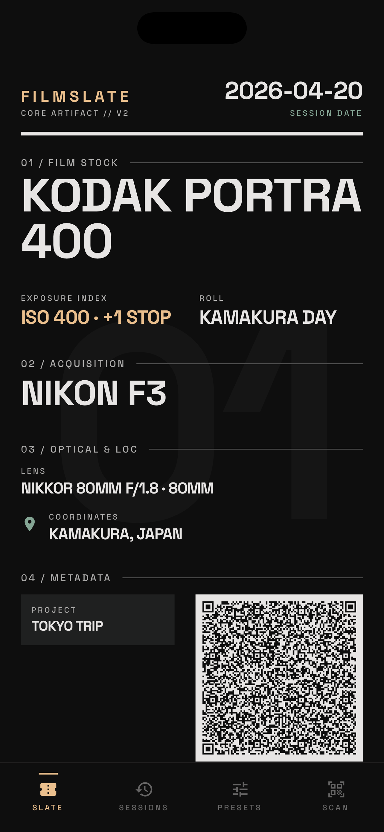 Digital Slate screen