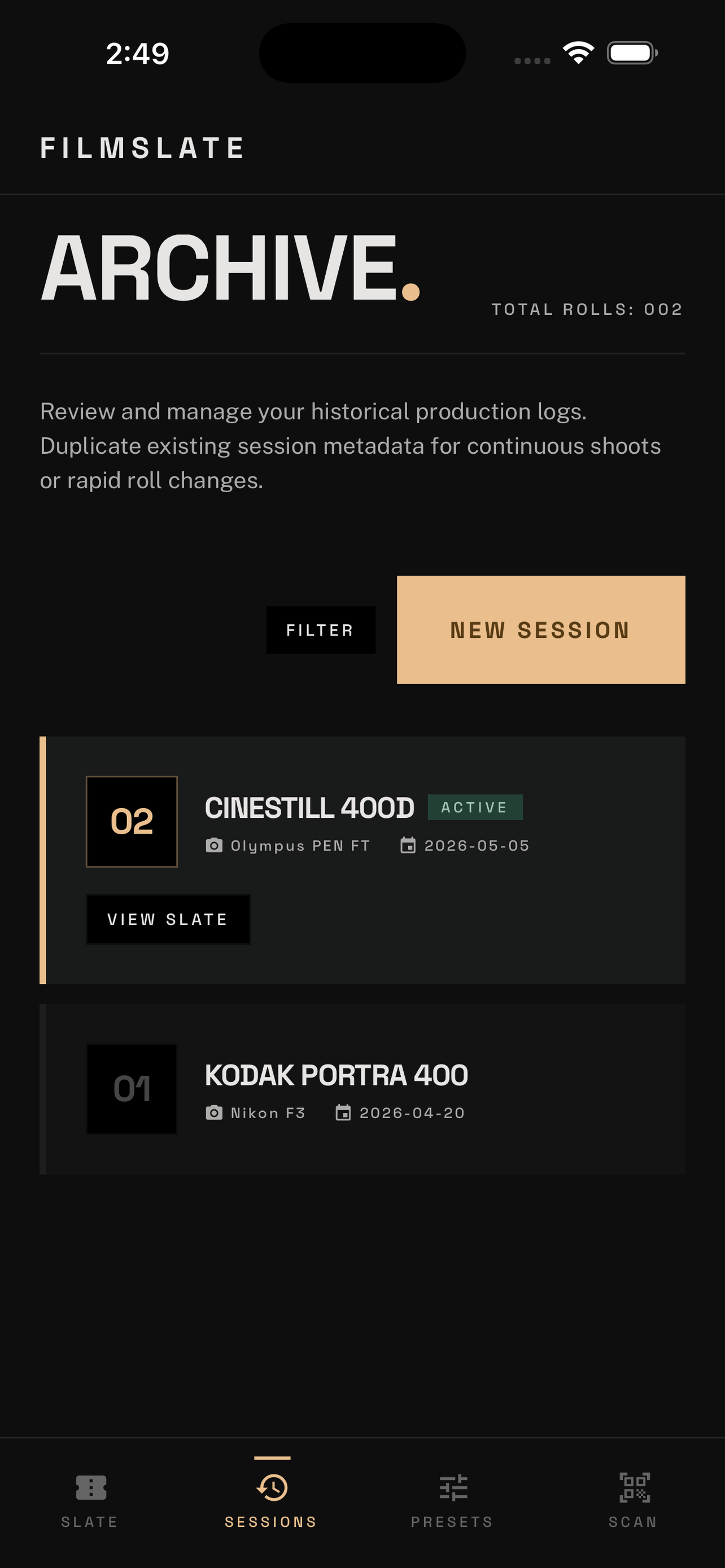 Sessions archive